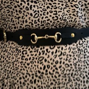 Authentic leather Double buckle horsebit belt - Black Italian made
